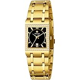 WWOOR Gold Watches for Women Dainty Ladies Quartz Watch Vintage Square Shape Japanese Quartz Movement 3ATM Waterproof Fashion Female Luxury Dress Wrist Watch