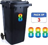 Sara Prints Pack of 3 Number Stickers for Bins 17 cm Waterproof Wheelie Bin view 2