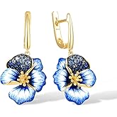 Santuzza Sterling Silver Gemstone Enamel Flower Earrings