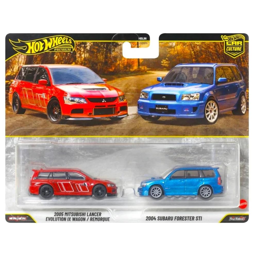 Hot Wheels Premium Car Culture Twin Pack | Mitsubishi Evo Wagon & Subaru Forester | HBL96 | JHW46