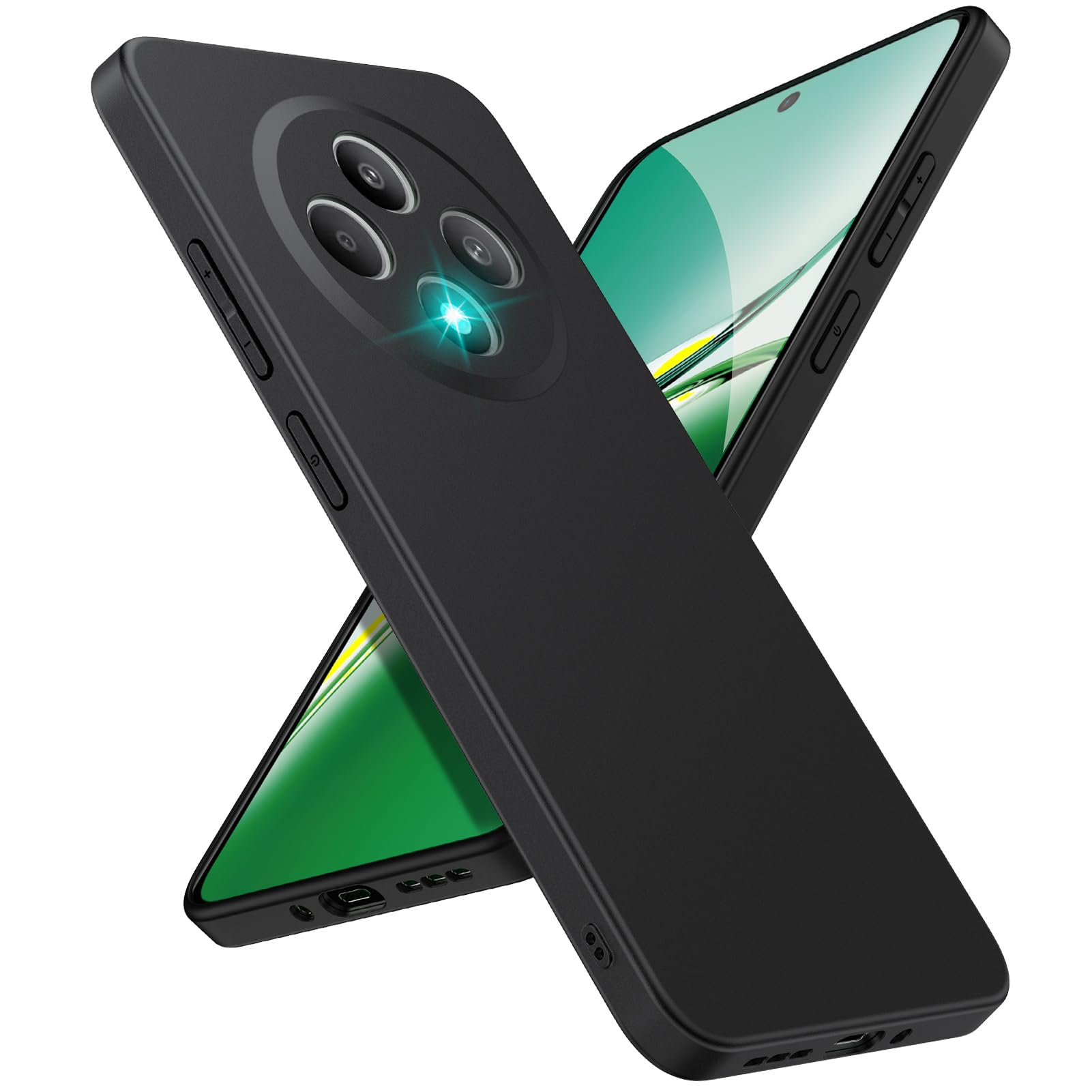 SineOrdo Case compatible with OPPO Reno 12 F / 12 FS Phone Case, Slim Cover for OPPO Reno 12 F / 12 FS Thin Anti-Fall Soft Matte Silicone TPU - Black