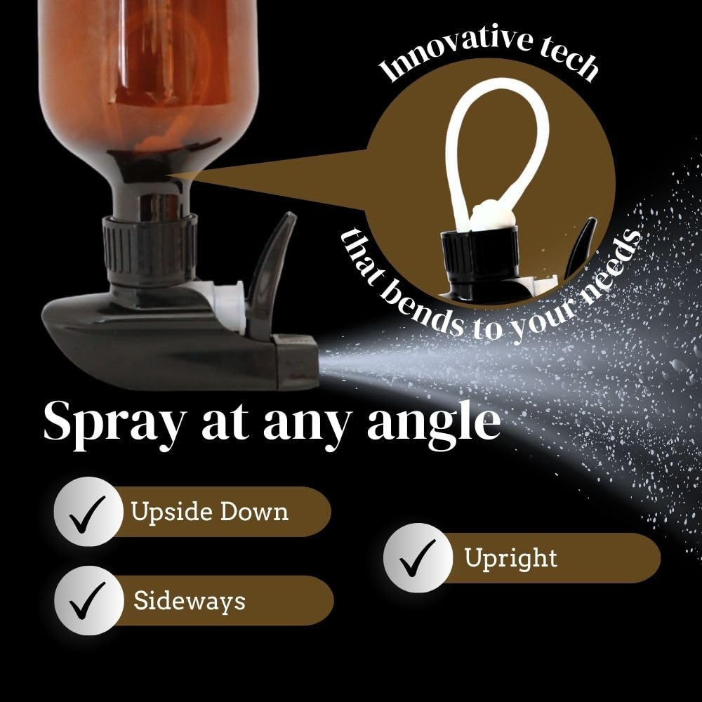 360° Spray Bottle (2 Pack) | Upside Down Spray Bottles | All Purpose Plastic Amber Spray Bottles