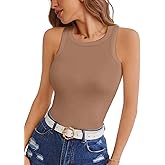 VAFFUL Womens Tank Tops Crew High Neck Sleeveless Ribbed Shirts Slim Fitted Top Summer Basic Casual Blouses Tee
