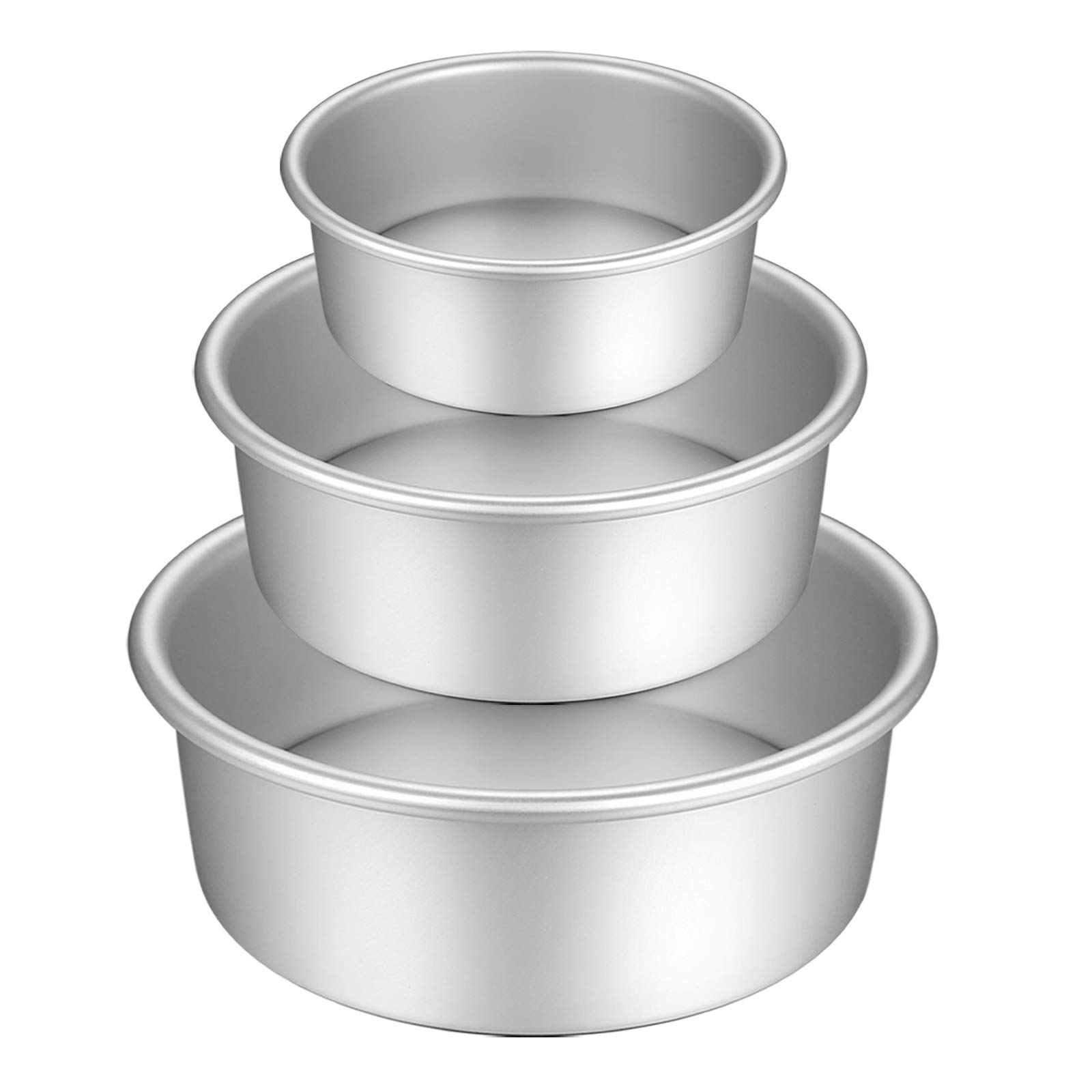Gesentur Cake Tin Set of 3, Anodised Aluminium Round Cake Pan Non-Stick & Leakproof, with Removable Bottom (5"/7"/9")