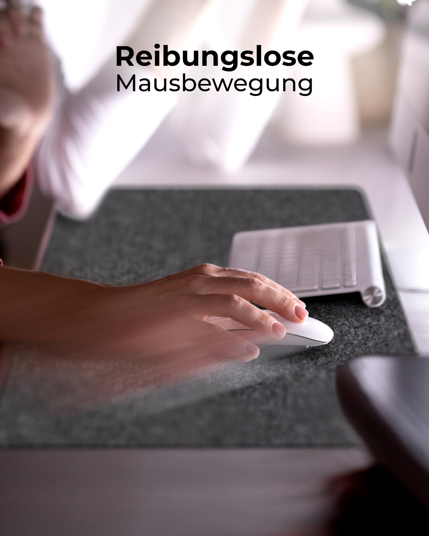 MYMIND® Schreibtischunterlage Filz [Rutschfest] 100x40cm - Premium antirutsch XXL Mauspad - Schreibunterlage für Homeoffice - Schreibtisch Unterlagenmatte - Desk Mat - Schreibtisch Unterlage Büro 3