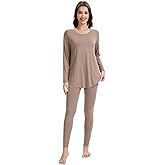 WiWi Women's Pajamas Set Super Soft Lounge Set Viscose from Bamboo Sleepwear Cooling Long Sleeve Top Leggings Pjs S-XXL