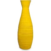 Uniquewise 24" Tapered Cylindrical Tall Bamboo Floor Vase with Flared Trumpet Top Decorative Accent for Dried Flowers Pampas 