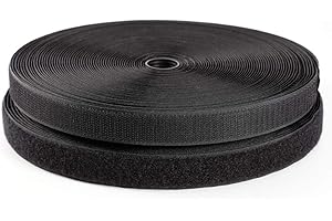 IHKFILAN 3/4'' Width x 10Meters Length Black Sew On Hook and Loop Tape Fastening Nylon Fabric Tape (Black, 3/4 Inch x 10 Meters)