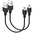1ft Mini USB Cable 2-Pack, Short USB 2.0 to Mini 5 pin B Charging Cord