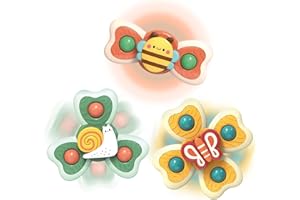 cxjoigxi 3Pcs Silicone Suction Cup Spinner Toys with Strong Suction Cups, Spinning Top Baby Toy for 6-12-18 Months, Sensory Toys for 1 Year Old Boys Girls Gifts fit High Chair, Bath, Travel (Insect)