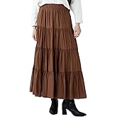 EASECOTT Tiered Maxi Skirt for Women 2026 Summer Beach High-Waisted Flowy A-line Long Skirts with Pockets
