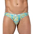 Arjen Kroos Men's Sexy Printed Swim Briefs Tagless Bikini Pattern Swimwear with Drawstrings