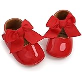 Miamooi Infant Baby Girls Wedding Dress Shoes Bow Ballet Princess Mary Jane Flats Toddler First Walkers Sneaker Newborn Crib Baptism Shoes