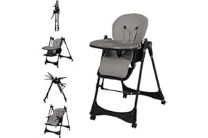 FAHKNS 6-in-1 Convertible High Chair with Rocker | Baby High Chair for Newborn to Toddler (0-3 Years) | Adjustable, Foldable & Easy-Clean with Dishwasher Safe Tray & Tool-Free Assembly,Gray