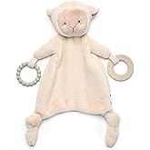 Loveys for Babies, Lovey Including Silicone Teether, Soft Stuffed Animals Security Blanket, Baby Snuggle Toy, for Newborn Boys and Girls(Cute Lamb)