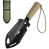 Backpacking Trowel Camping Shovel Hiking Trowel Gardening Tool Multitool 9 in 1 Multi-Purpose Tool with Carrying Bag and Paracord Good for Digging Metal Detecting Gardening and Outdoor Survival