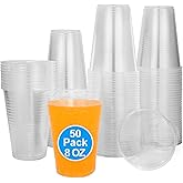 Bsvce 50 Pack 8 Oz Clear Plastic Cups, Fit for Cold and hot, Durable Water Cups, Disposable Cups 8 Oz, Party Cups, Disposable Wine Glasses