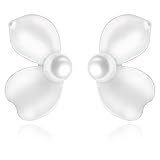 Trinckle White Pearl Stud Earrings for