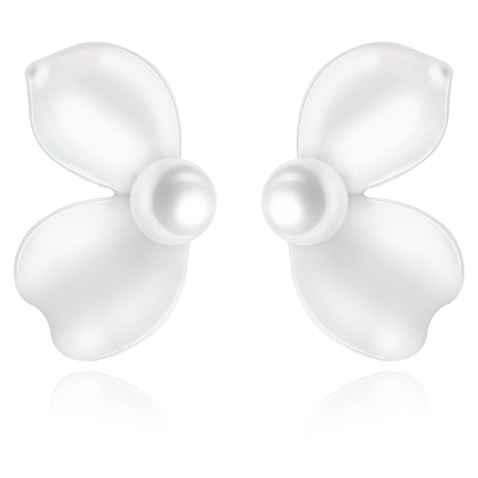 Trinckle White Pearl Stud Earrings for