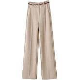 LEOUTJE Women's Wool Blend Straight Leg Pants High Waisted Thick Warm Trousers for Fall Winter Casual Office Long Pants 2026