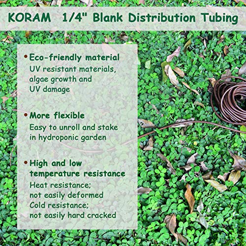 KORAM Drip Irrigation 1/4 Blank Distribution Tubing Drip Watering Hose