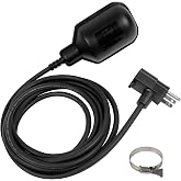 WASSERMANN Universal Tethered Sump Pump Float Switch with 10FT Cable (Piggyback Plug), AC 115V 16Amps Float Switch for Water Tanks, Sump pump, Basement Sump basin, IP68 Waterproof, Black