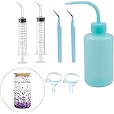 JoyHuaTrade 7 PCS Snow Globe Tumbler Supplies Kit, DIY Glitter Snow Globe Craft Gift Tools, Including Squeeze Bottle, Small Funnel, Tweezers, Bent Syringe, Blue (Not Included Glitter Powder and Cup)
