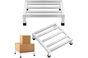 MorningRo 2 Pack Dunnage Rack 17.7" Long x 17.7" Wide, 3.9" Height Stainless Steel Shelf 1000+ Pound Capacity Commercial Food Floor Rack for Restaurants Kitchens Garages and Vehicles