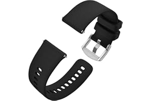 Anbeer Silicone Watch Band 16mm 18mm 20mm 22mm 24mm Quick Release Rubber Watch Straps for Men Women,Silver Black Stainless Steel Buckle