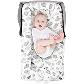 Ehcryonix Portable Baby Lounger, Soft Baby Nest Cover Breathable Cotton Fabric, Adjustable Infant Lounger for Baby, Adjustable Size and Strong Zipper, Extended Space for Newborn 0-24 Months, Leaf