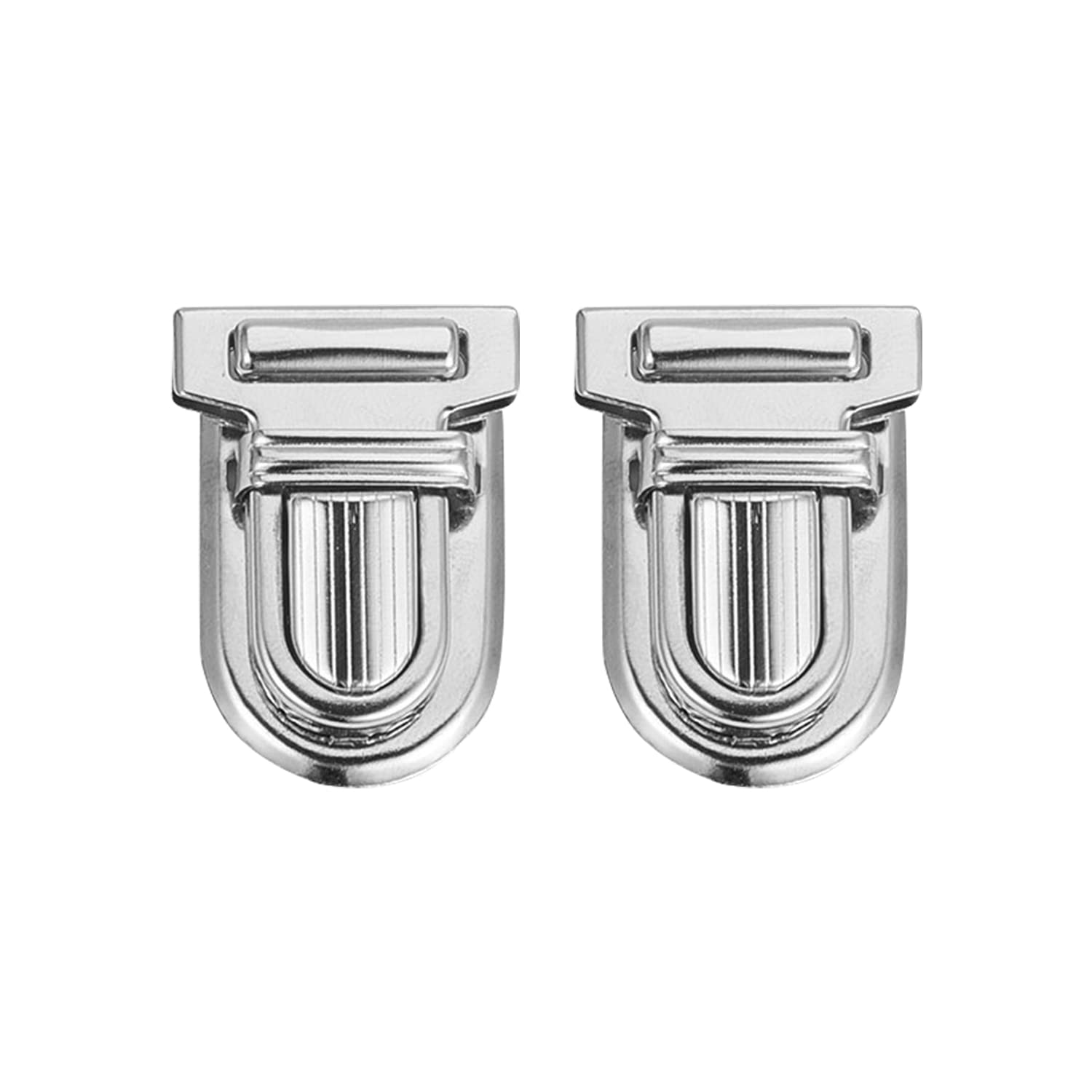 Trimming Shop Push Lock Clasp Buckle 25mm Metal Purse Closer Silver Push Clasp Hardware Secure Thumb Press Closure, Durable Bag Fastening Buckle for Leather Bags, Handbags, DIY Craft, 2pcs