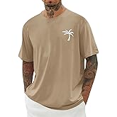 iudam Mens Short Sleeve T-Shirt Graphic Loose Fit Tee Crew Neck Palm Tree Summer Shirts
