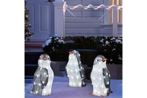 LIANGLIDE 3 Pieces Christmas Lights Decorations Xmas Outdoor Indoor Holiday Decorations Yard Garden Lawn Decorations (White)