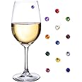 Simply Charmed Crystal Magnetic Wine Glass Charms Set of 12 Glass Markers that Work on Stemless Glasses - Gift/Storage Box Included