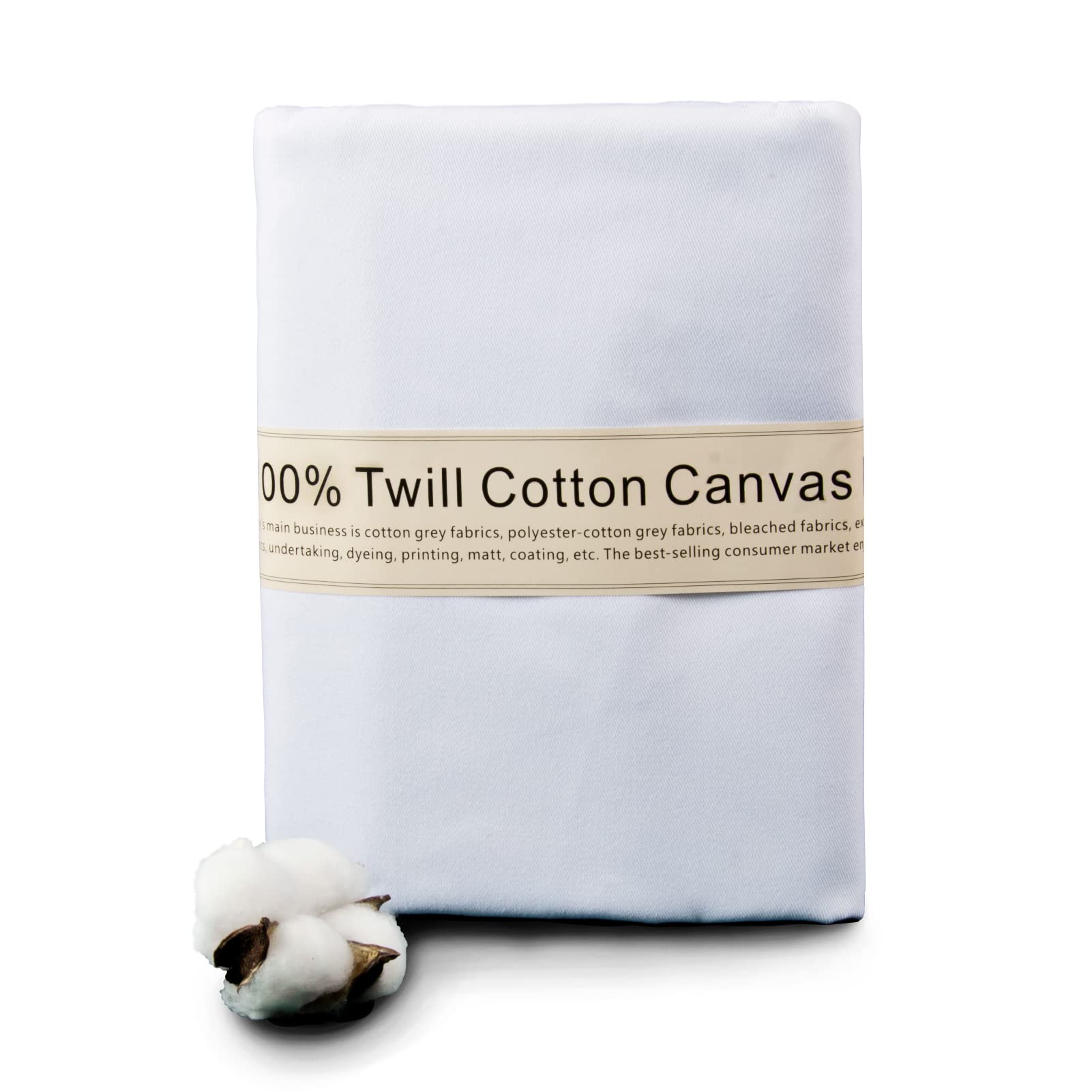 5 Yard White Twill Cotton Canvas Fabric,Natural Thick Cotton Poplin Fabric by The Yard,59 Inches Wide 100% Cotton, Embroidery Muslin Quilting Fabric Material for Sewing Material Apparel Cloth