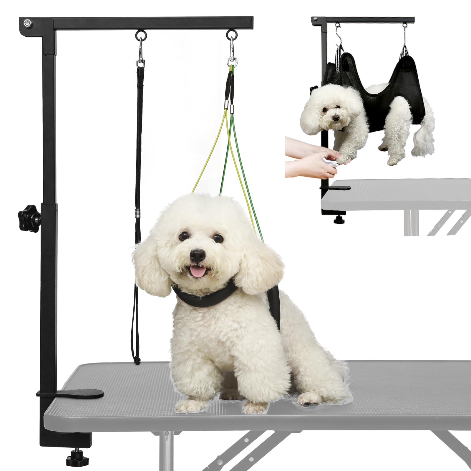 Photo 1 of Breeze Touch Dog Grooming Arm - 32" Dog Grooming Table Arm with Clamp and Post, Loop Noose, No Sit Haunch Holder Grooming Restraint for Small & Medium Dogs