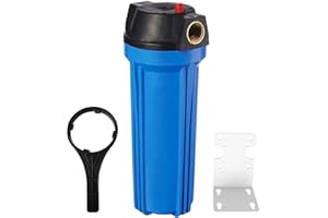 Geekpure Filter Housing Blue Color - Fit for 2.5" x 10" Filters - NPT Brass Port 3/4" Inlet/Outlet - with Relief Button