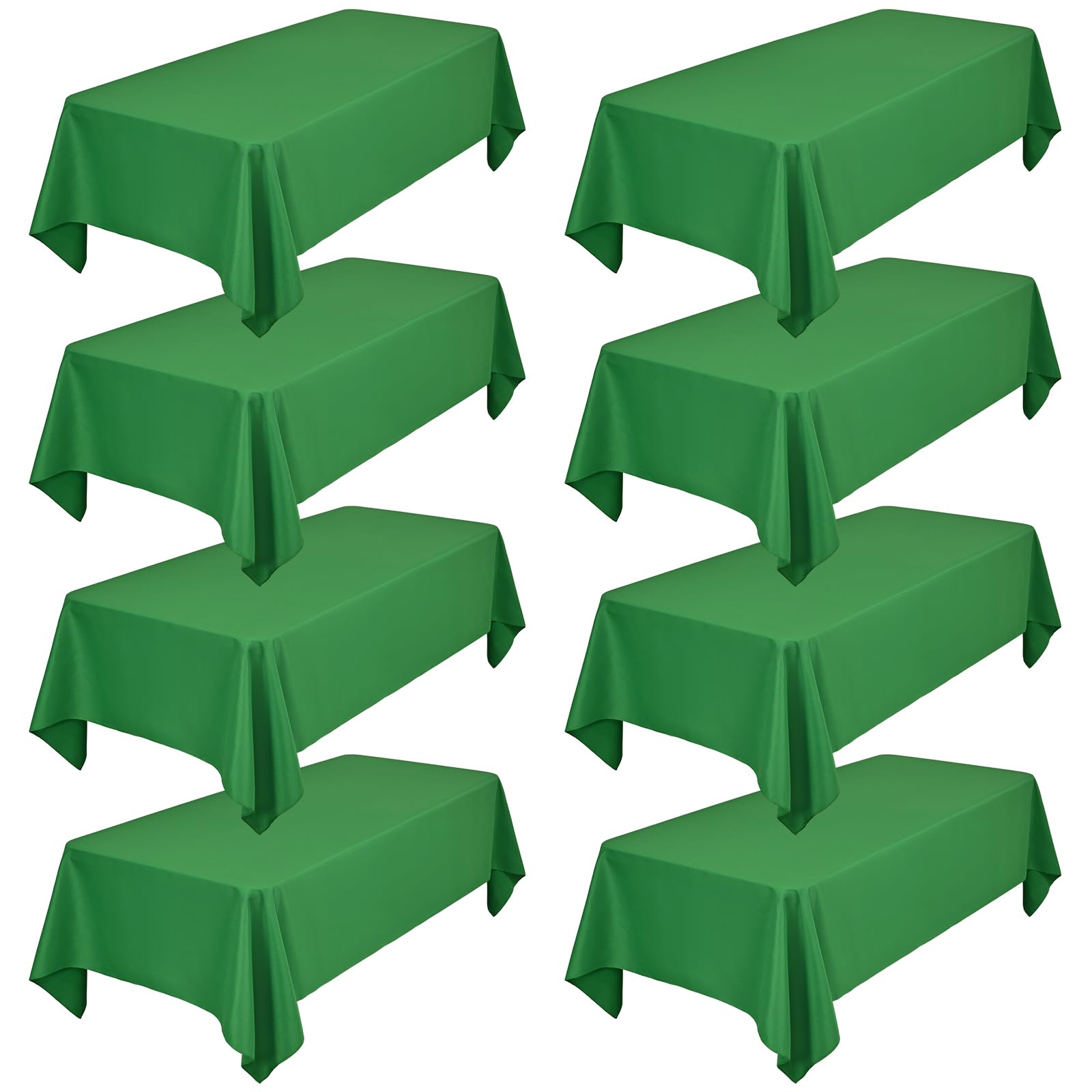Showgeous 8 Pack Green Tablecloth 60 x 102 Inch, Rectangle Table Cloth for 6 Foot Table, Wrinkle Resistant Washable Polyester Table Cover for Wedding Dining Table Buffet Parties and Camping Image