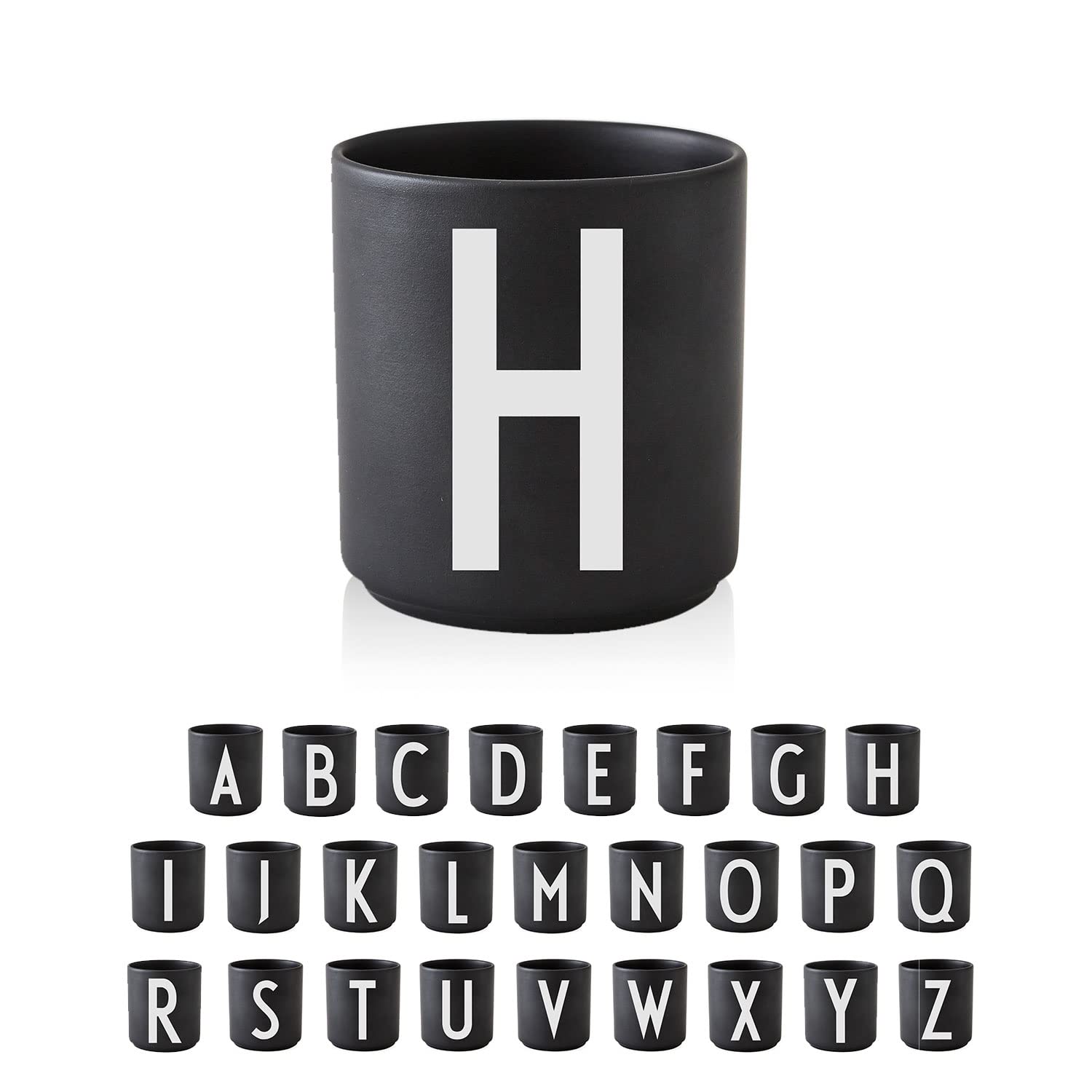 Design Letters Personal Porcelain Cups A-Z (Black) - H, 10204000
