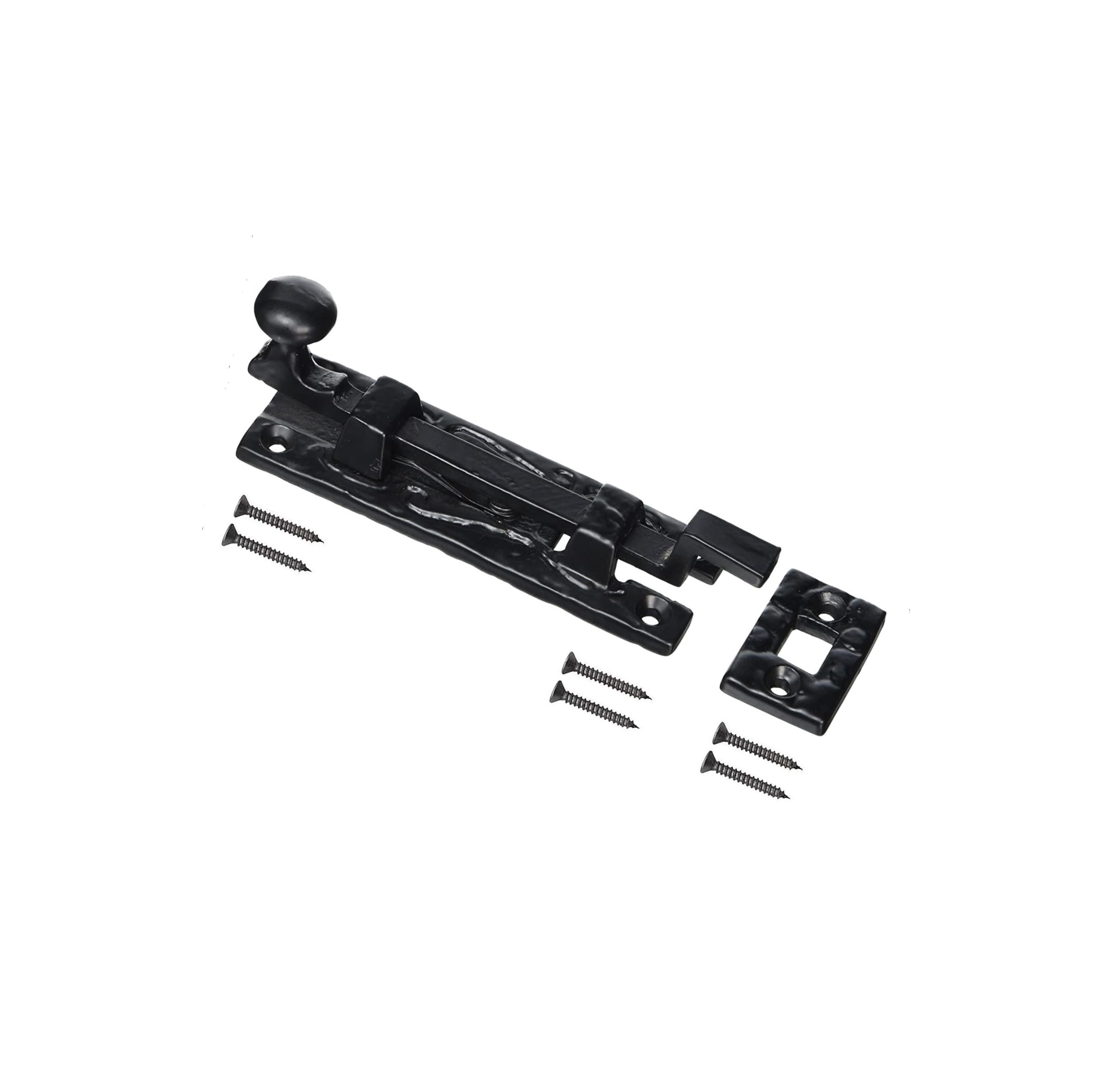 TERF® Traditional Antique Black Necked Tower Door Bolt Barrel Slide Lock Door Bolt Polished Brass 100mm [4''] Door Latch Catch with Screws Ideal Door Locks for Internal and External Doors - Pack of 1