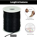 TONIFUL 2mm Black Nylon Cord 110 Yards Satin String Jewelry Craft view 2