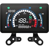 MAIMEIMI Motorcycle Speedometer Cluster Mechanical Digital Speedometer for Moto with LCD Screen Motorcycle Speedo Meter Dashboard with MPH, Tach, Odo, Oil Level, Time, 5 Gear, Volt