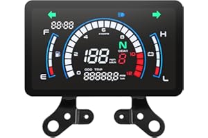 MAIMEIMI Motorcycle Speedometer Cluster Mechanical Digital Speedometer for Moto with LCD Screen Motorcycle Speedo Meter Dashboard with MPH, Tach, Odo, Oil Level, Time, 5 Gear, Volt