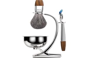 GRUTTI Shaving Kit for Gillette Fusion 5 - Magnetic Bowl, Stand & Synthetic Brush, Fits Fusion5 Refill Blades with Space-Saving Organizer - Gift for Dad