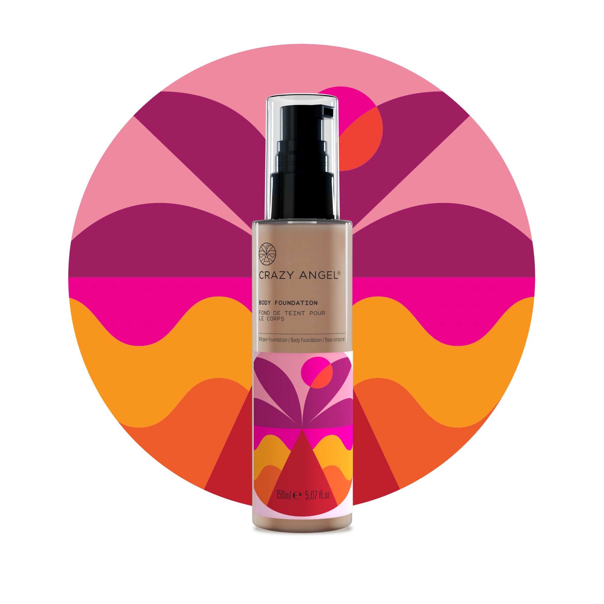 Crazy Angel Vegan Body Foundation. Buildable Pigment, Medium coverage. Splash Resistant. Made in UK. 150ml.