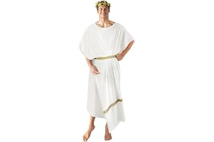 MCJC Adult Greek Toga God Costume, White Roman Deluxe Halloween Cosplay Ancient Robe