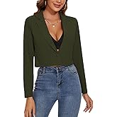 MINTLIMIT Women's Cropped Blazer Long Sleeve Notched Lapel Button Jackets Blazer Casual Work Office Cardigan Suit Jacket