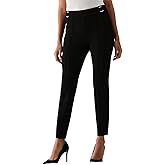 Rafaella Womens 26.5” Petite Slim Ankle Pant with Hardware, Pull-on Waist with Slimming Panel, Stretch Fabric, Classic Fit