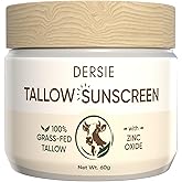 Beef Tallow Sunscreen with Zinc Oxide: Tallow & Zinc Oxide Instant Sun Protection - Non Greasy Formula with Beeswax, Red Raspberry, Carrot Oil - Suitable for Dry and Sensitive Skin - Fresh Scent