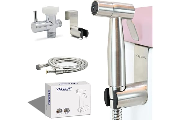 Vayzluiy Handheld Toilet Bidet Sprayer for Toilet-Adjustable Water Pressure Control with Bidet Hose for Feminine Wash, Stainl